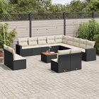 14-piece Lounge Set with Cushions, Polyrattan Black