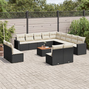 Loungeset 14-delig poly rattan zwart