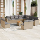 14-piece Lounge Set with Cushions Poly Rattan Mixed Beige