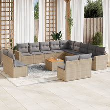 14-Delige Loungeset Met Kussens Poly Rattan Gemengd Beige
