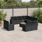 12-piece lounge set with cushions poly rattan black