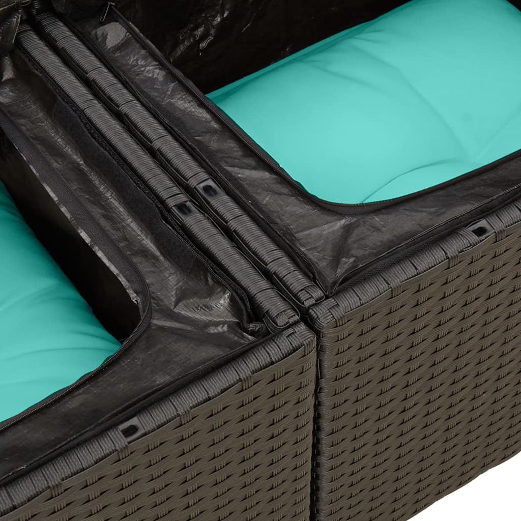 12-delige Loungeset met kussens poly rattan zwart