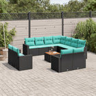 12-piece lounge set with cushions poly rattan black