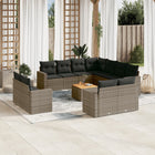 12-piece lounge set with cushions poly rattan grey