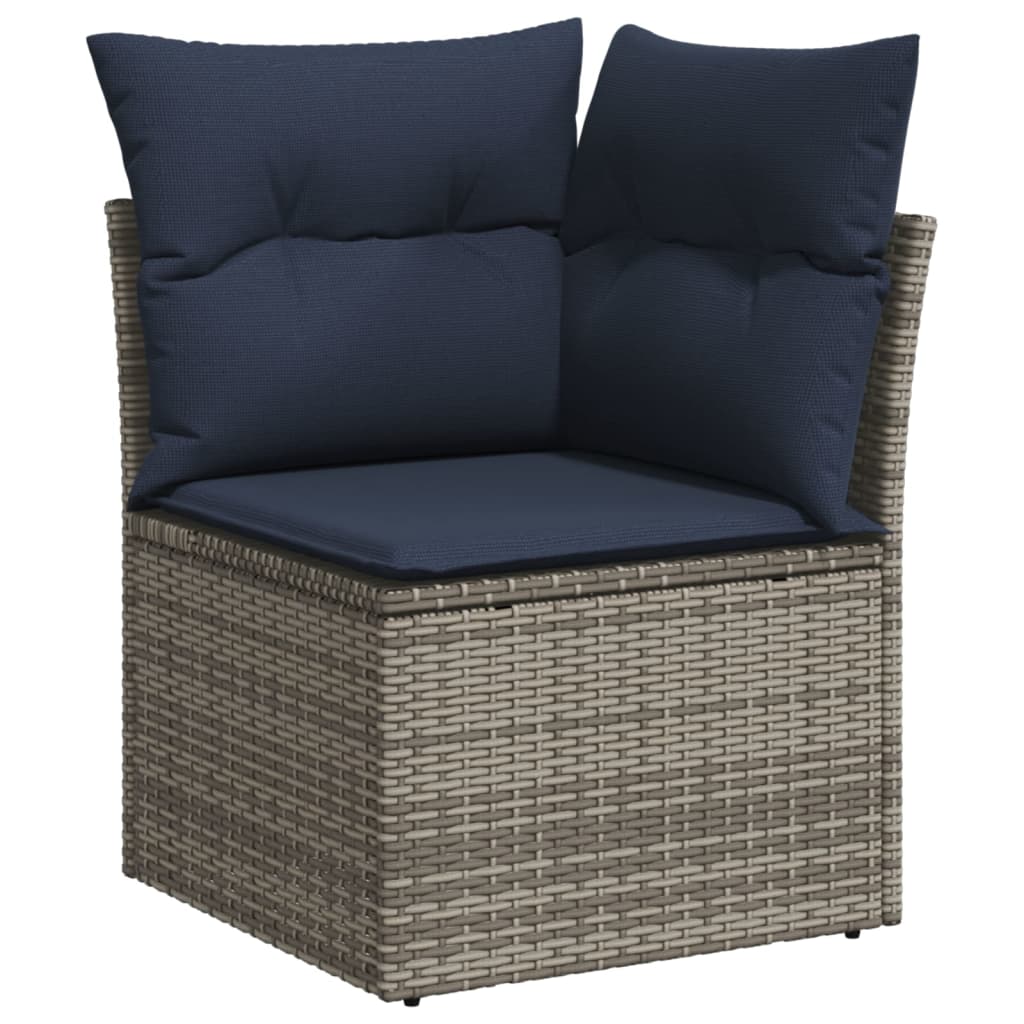 12-delige Loungeset met kussens poly rattan grijs