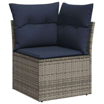 12-delige Loungeset met kussens poly rattan grijs