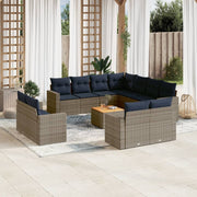 Loungeset 12-delig poly rattan grijs