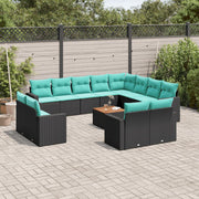 Loungeset 13-delig poly rattan zwart