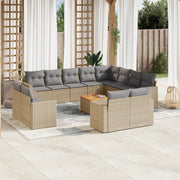 Loungeset 13-delig poly rattan gemengd beige