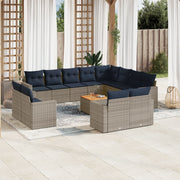 Loungeset 13-delig poly rattan grijs