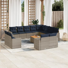 13-delige Loungeset met kussens poly rattan grijs