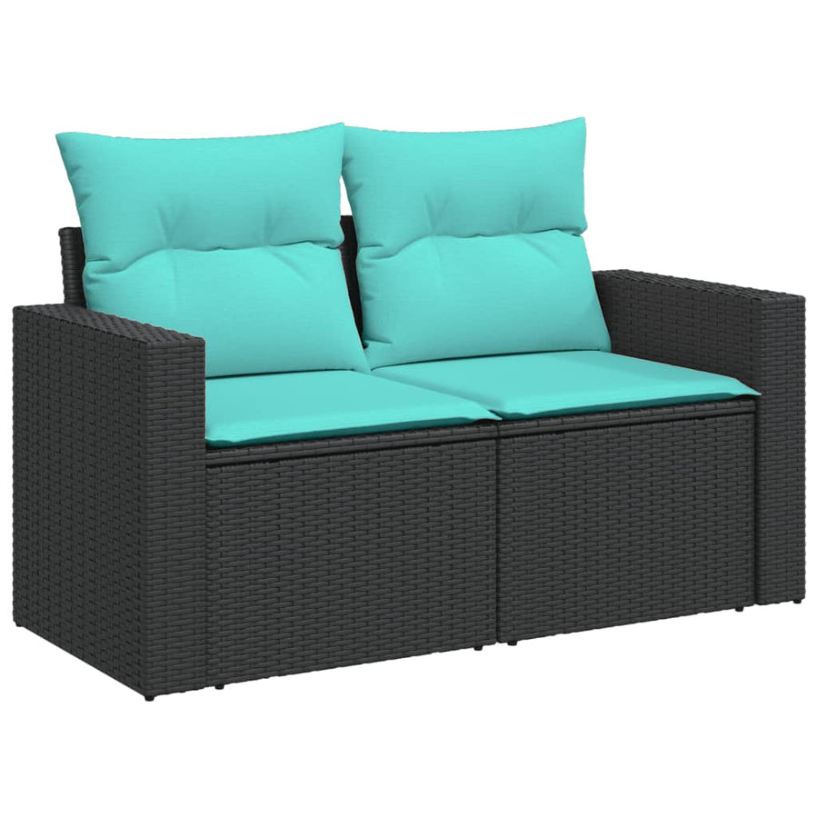 14-delige Loungeset met kussens poly rattan zwart