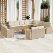 Loungeset 14-delig poly rattan beige