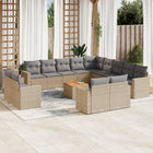 14-piece Lounge Set with Cushions Poly Rattan Mixed Beige