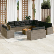 Loungeset 14-delig poly rattan grijs