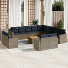 Loungeset 14-delig poly rattan grijs
