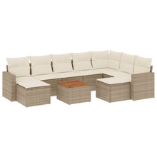 10-Delige Loungeset Met Kussens Poly Rattan Beige