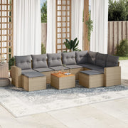 Loungeset 10-delig poly rattan gemengd beige