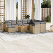 Loungeset 11-delig poly rattan gemengd beige