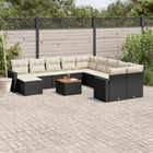 12-piece lounge set with cushions poly rattan black