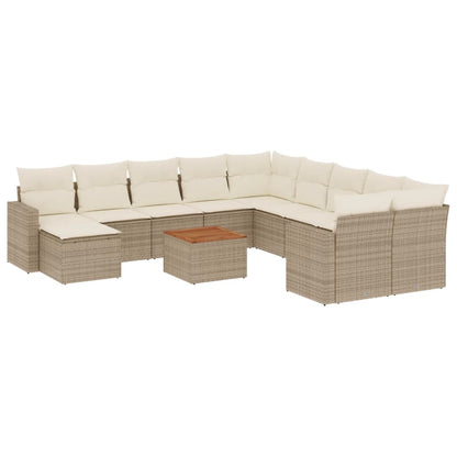14-Delige Loungeset Met Kussens Poly Rattan Beige
