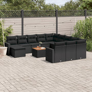 Loungeset 13-delig poly rattan zwart