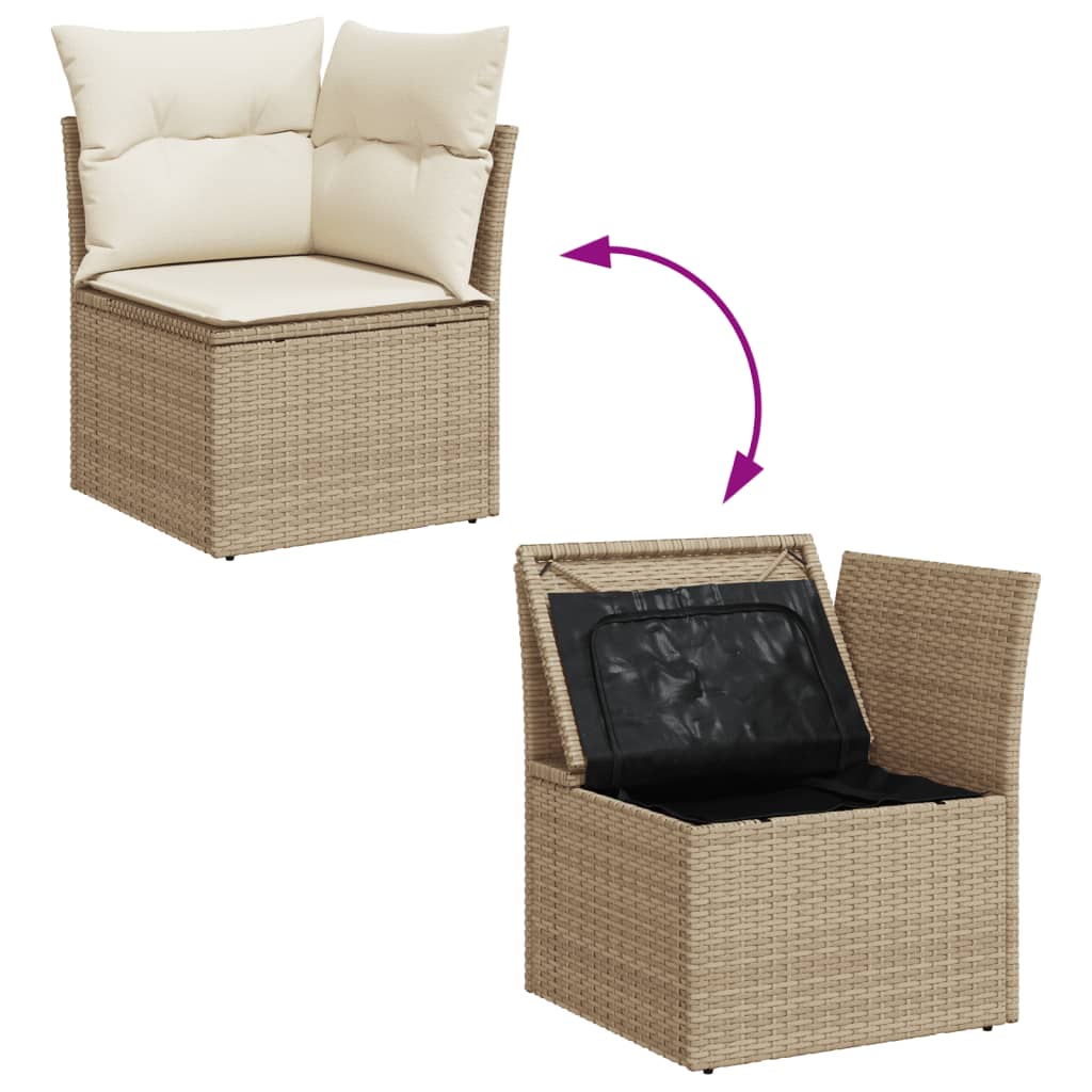 13-Delige Loungeset Met Kussens Poly Rattan Beige