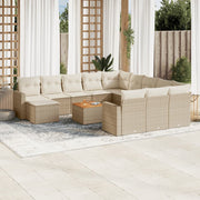 Loungeset poly rattan 13-delig beige