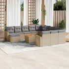 13-Delige Loungeset Met Kussens Poly Rattan Gemengd Beige