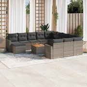 Loungeset 13-delig poly rattan grijs