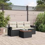 Loungeset 4-delig poly rattan zwart