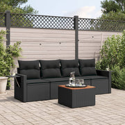 Loungeset 5-delig poly rattan zwart