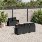 6-piece Lounge Set with cushions poly rattan black
