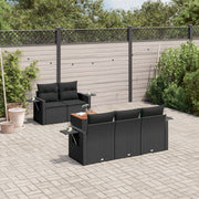 Loungeset 6-delig poly rattan zwart