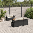 6-piece Lounge Set with cushions poly rattan black