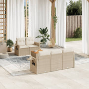Loungeset 6-delig poly rattan beige