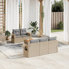 6-piece Lounge Set with Cushions Poly Rattan Mixed Beige