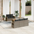 6-piece Lounge Set with Cushions Poly Rattan Grey