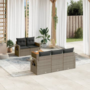 Loungeset 6-delig poly rattan grijs