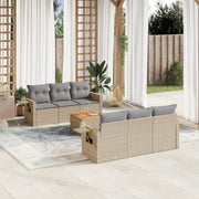 Loungeset 7-delig poly rattan gemengd beige