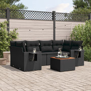 Loungeset 7-delig poly rattan zwart
