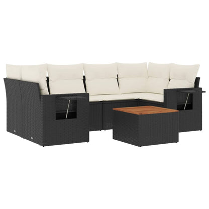 7-Delige Loungeset Met Kussens Poly Rattan Zwart