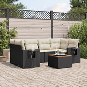 Loungeset 7-delig poly rattan zwart