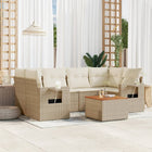 7-Delige Loungeset Met Kussens Poly Rattan Beige