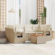 Loungeset 7-delig poly rattan beige