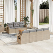 Loungeset 8-delig poly rattan gemengd beige
