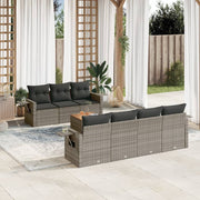 Loungeset poly rattan 8-delig grijs