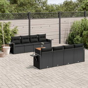 Loungeset 9-delig poly rattan zwart