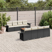 Loungeset 9-delig poly rattan zwart