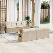Loungeset 9-delig poly rattan beige